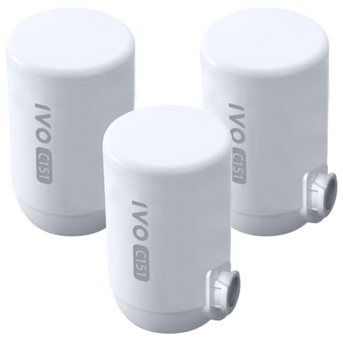 IVO Replacement Water Filters (Value Pack of 3 lasts for 12 months) – 4-Stage Filtration with NSF-Approved Technology – Removes Contaminants down to 0.1 Micron, Retains Healthy Minerals