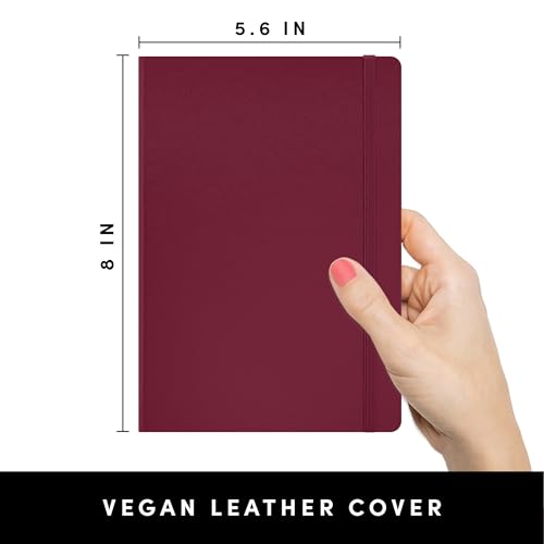 Image of Paperage Lined Journal Notebook, Hard Cover, Medium 5.7 x 8 inches, 100 gsm Thick Paper (Burgundy, Ruled)