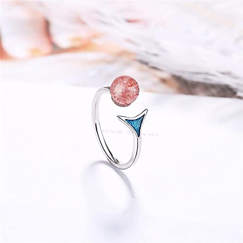 Bague queue de poisson bleue en argent ajustable pour style mignon