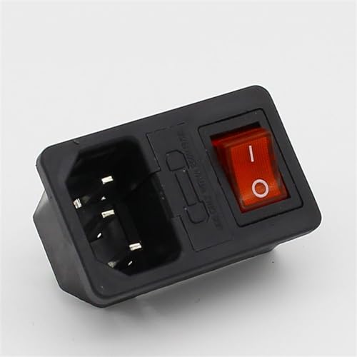 Prise IEC 320 C14 avec interrupteur à bascule rouge et fusible intégré pour appareil