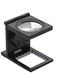 Faltbare Ganzmetalllupe mit zwei LED-Leuchten für die Stoffinspektion, Skalenlinse Messwerkzeug mit schwarzem Zinklegierungskörper, 2,8 cm Glaslinse