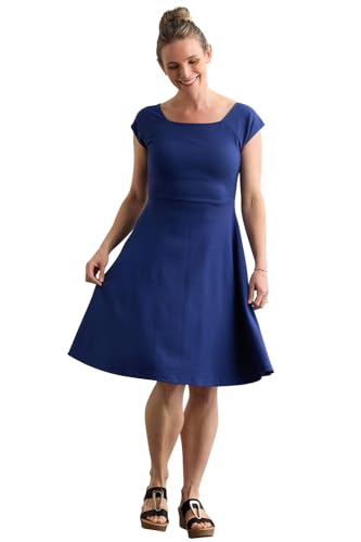 Image of Fair Indigo Women's 100% Organic Pima Cotton Ballet Neck Dress