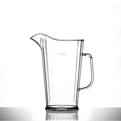Plastic 2 Pint Jug | Virtually Unbreakable | Reusable | Strong Rigid Polycarbonate Pitcher | Made in UK | CE Marked | Trade Quality | Pimms / Beer / Juice