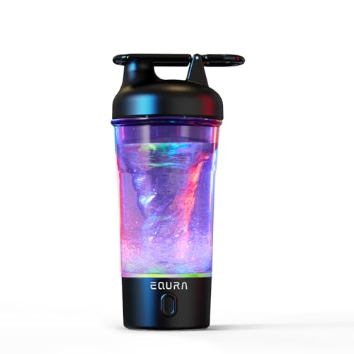 EQURA Electric Shaker Bottle, 750ml, USB C Rechargeable, BPA Free (Black)