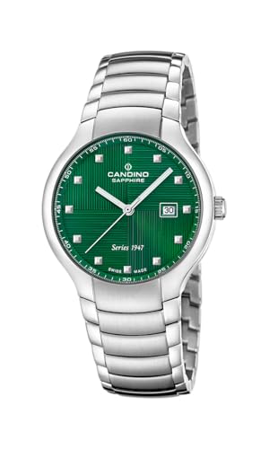 Candino SWISS Orologio Uomo Analogico in Acciaio Inossidabile 316L Argentato - Movimento al Quarzo - Calendario - Vetro Zaffiro ad Alta Resistenza C4792/2 1947