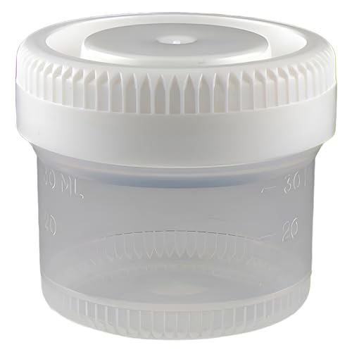 Image of Globe Scientific Tite-Rite 6523 Polypropylene Leak Resistant Containers with Polyethylene Separate Screw Cap, Sterile, Bulk Packaging, 60mL Capacity (Case of 500)