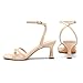 Athlefit Nude Kitten Heels for Women Strappy Square Open Toe Heeled Sandals Ankle Strap Summer Dressy High Heels for Prom Party Wedding Size 9