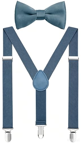 Image of Boys' Men's Suspenders and Bow Tie Set Elastic Adjustable