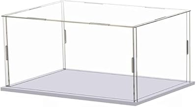 RAPALClear Acrylic Display Case, 8 x 6 x 6 inch Self Assemble Cube Display Box Stand with PVC Material White Base, Dustproof Protection Showcase for Collectibles