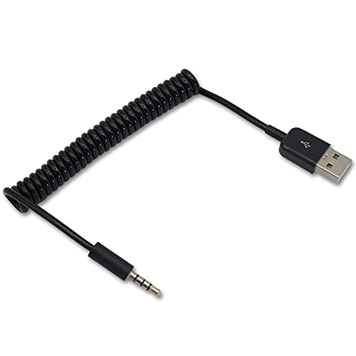 Casoter Câble audio auxiliaire, adaptateur audio USB vers jack 3,5 mm, USB 2.0 mâle, câble de synchronisation et de charge, pour lecteurs MP3, MP4, enregistreur vocal et haut-parleur Cover
