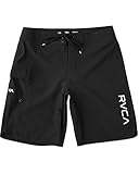 RVCA mens 4 Way Stretch 18' Outseam Eastern Swim Trunk Board Shorts, All Black (Alk), 32 US