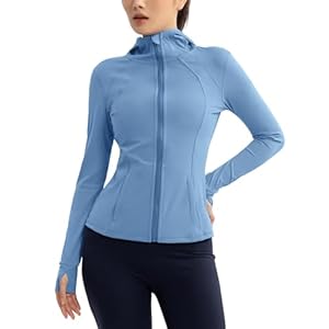 Athletic Jackets For Women Zip Up Workout Jacket With Pockets Women’s Yoga Jackets Slim Fit With Thumb Holes
