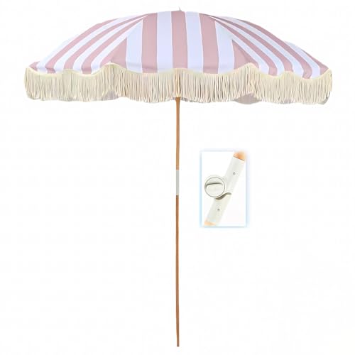 Sombrilla de jardín impermeable con protección UV y diseño a rayas