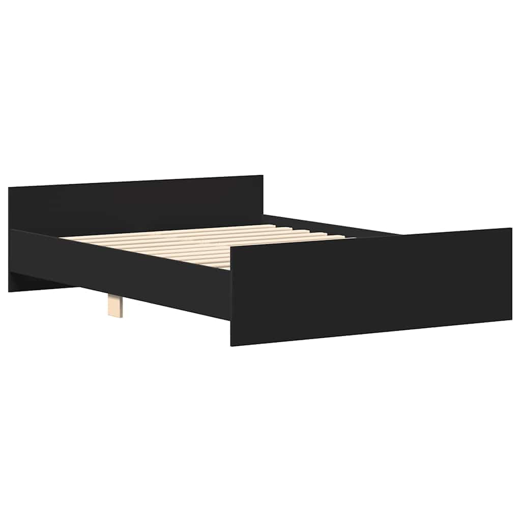 vidaXL Bed Frame with Headboard and Footboard, Bed Base for Double Bed, Mattress Foundation for Bedroom, Bedstead, Black 120x190 cm Small Double โ image 1