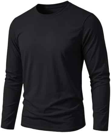 TACVASEN Langarmshirt Herren Baumwolle Regular Fit Basic Shirt Rundhal | Cotton long Sleeve, Crewneck Langärmliges, Weiche Freizeit Tshirt, Herbst, Regular Fit, Lässig, Dünne, Wint