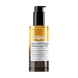 L’Oréal Professionnel Aceite Bifásico Reparador, 100 Horas de Brillo, Antifrizz, Protector Térmico, protector solar cabello, Sin Aclarado, para Cabello Dañado, Absolut Repair Molecular, 90ml