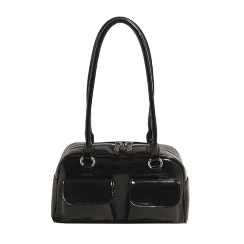 Sac à bandoulière en cuir PU vintage à double poche pour femme