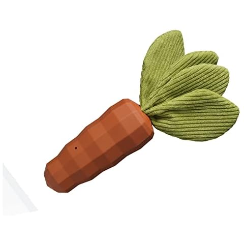 VIVENS Dog Rubber Squeaky Chew Toys,Sleek Design Durable Natural Rubber Carrot Dog Toys,Teeth-Cleaning Toy for Puppy Medium Large Dogs (Brown) Cover