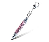 Puzzled Office Products Ballpoint Pens 4” Sparkling Keyring Pen, Premium Quality Ink Writing Accessory, Decorative Unique Fashionable Keychain School Supplies for Kids, Teens, & Adults, Red
