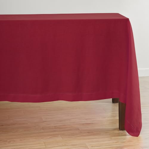 Solino Home 100% Linen Red Tablecloth for Rectangle Tables, 70 x 90 in
