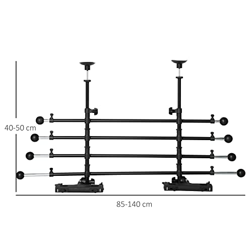 Pawhut Reja de Seguridad de Coche para Perros Ajustable en Ancho y Altura 85-140x40-50 cm Rejilla Separadora para Maletero de Coche Universal de Acero para Mascotas Negro