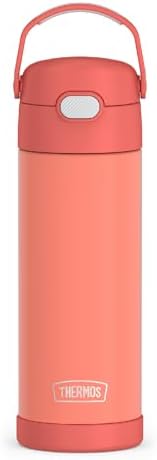 THERMOS FUNTAINER 16 Ounce Stainless Steel Vacuum Insulated Bottle with Wide Spout Lid, Apricot