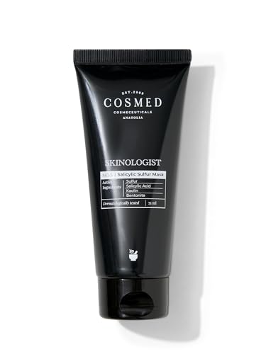 Cosmed Mascarilla de sulfuro salicílico, antipuntos negros, antiespinillas, con ácido salicílico y azufre, máscara de arcilla antimordaza, dermatológicamente probada, 75 ml