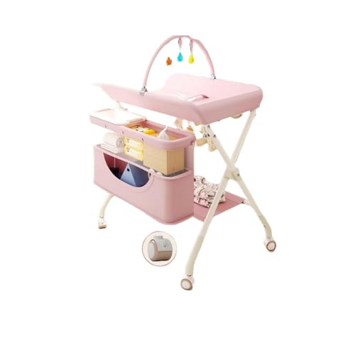 Sarinyおむつ交換台 折畳み おむつ替え台 ベビーケア キャスター付き移動 ベビーケアステ サイドラック 収納棚 調整可能 大人の腰痛対策 安全ベルト付き 新生児 出産祝い ギフトーション ママの腰痛対策 新生児 安全ベルト ポータブル収納 移動 持ち