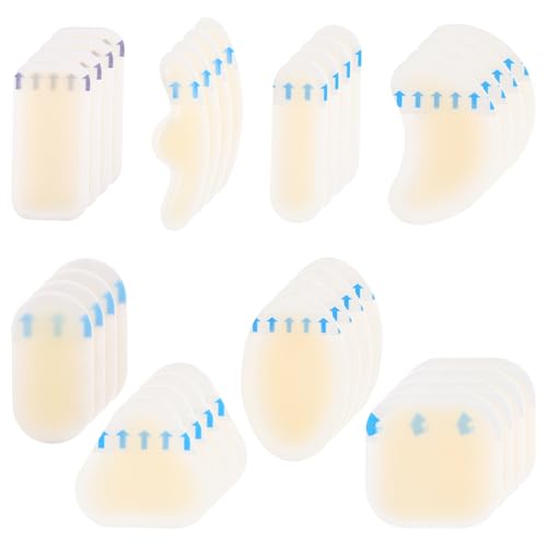 Juego de 32 apósitos hidrocoloides para ampollas en el talón, para dedos, planta del pie y talón. Prevención de ampollas, impermeables, pegados a la piel, protección para ampollas en el talón