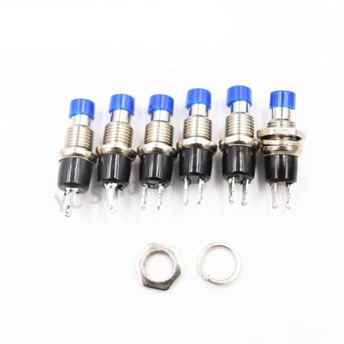 Bouton poussoir miniature 7mm PBS-110 NO bleu sans verrouillage commutateur 2 pieds 6pcs