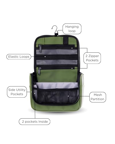 Image of CarryPro-Hanging Toiletry Kit Pouch-Travel Organizer-Makeup, Beauty, Cosmetics, Jewellery Organizer-Skincare, Medicine, Secure Zippered Pockets