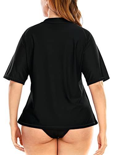 Halcurt Womens Short Sleeve Rashguard Plus Size Uv Active Swim Shirts Spf 50 1X #TOP4