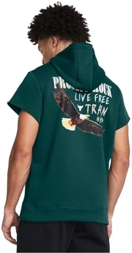 Under Armour Project Rock Q1 SS Icon Fleece HD Erkek Kapüşonlu Sweatshirt, Petrol Yeşili, M - Görsel 4