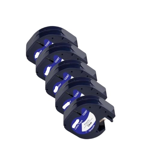 5PK�݊����x���e�[�v91331 12267 91202 91203 12mm LT-100H/100T���x���v�����^�[�p���x���e�[�v(Black on Clear)
