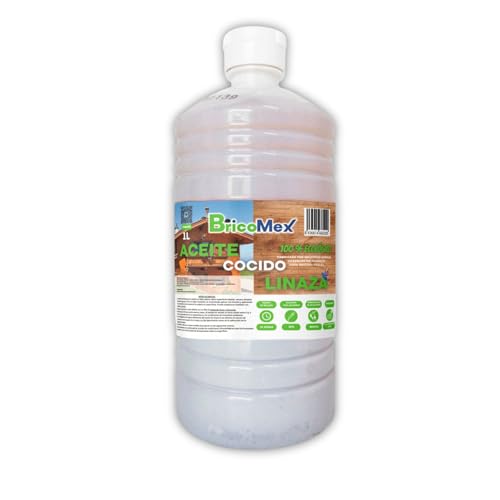 BRICOMEX Aceite de Linaza Cocido, 100% Ecológico, Nutrición, Protección (1 LITRO)