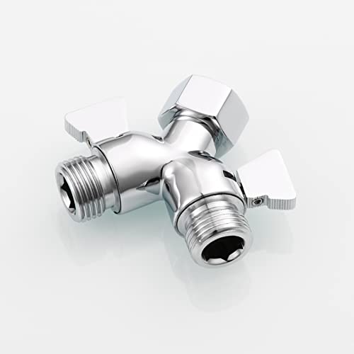 Tecmolog 2 Wege Umschaltventil Messing Y Verteiler 1/2 Zoll mit Absperrhähnen für Dusche Chrom, DSF017