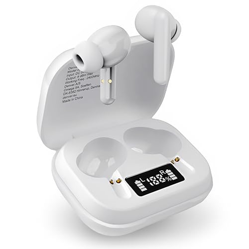 Denver TWE-38 Bluetooth Earbuds, White, 3.70 x 4.50 x 6.70 cm