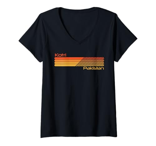 Mujer Retro Kotri Pakistán Camiseta Cuello V