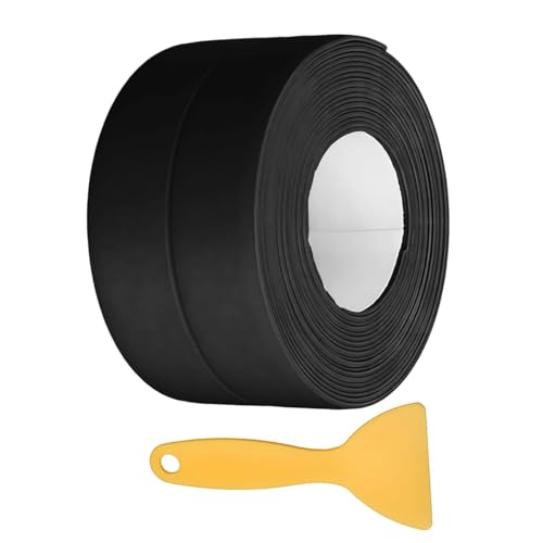 Image of Caulk Strip Waterproof and Oil-Proof Caulking Sealing Tape for Cooktop Self Adhesive Caulk Tape for Sink Toilet Bathroom Wall Edge Bathtub Caulk Strip Tape (Black (W1.5inch X 197inch))