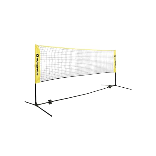 SONGMICS SYQ500Y - Red de bádminton de Voleibol de Altura Ajustable para Tenis, Playa, Voleibol, jardín, Parque, al Aire Libre, Color Amarillo