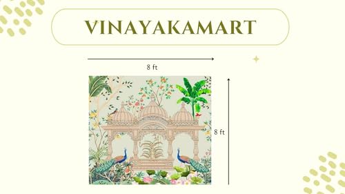 Image of varalakshmi poojas Backdrop| Peacock backdropss Cloth | varalakshmi Pooja Background Decoration Cloth | backdrops for Pooja Decorations | (8x8 FEET) Green | Peacock Backdrop Decoration Cloths