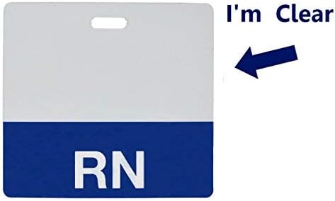 Clear "RN" Registered Nurse Horizontal Badge Buddy with Blue Border by Specialist ID, Sold Individually