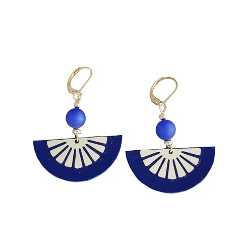 Boucles d'oreilles demi-lune légères et hypoallergéniques en cuir bleu