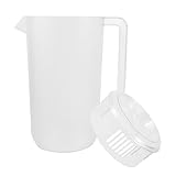 INOOMP Wasserkrug aus Kunststoff 2400 Ml Mattiert mit Deckel und Messskala Großer Eisteekrug für Kalte Getränke Bpa Frei Tragbarer Saftkrug für Familie und Party