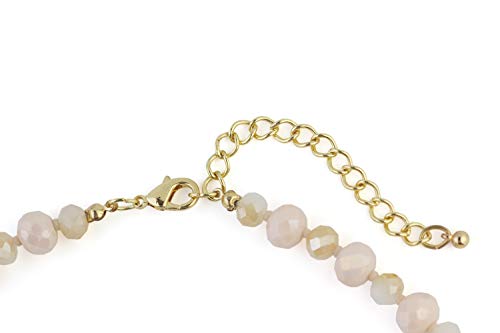 Firstmeet 2 Layers Cream Tan Crystal Glass Beads And Pearl Costume Strand Collar Necklace For Women(Xl-1186-Cream Tan) #TOP3