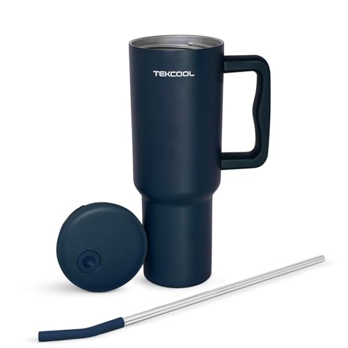 Image of Tumbler with lid and Straw 1200ML Cup Stainless Steel Hot and Cold with Handle and Lid 2 Straw Vacuum Insulated Tumbler for Water, Iced Tea or Coffee Office Gym Travelling