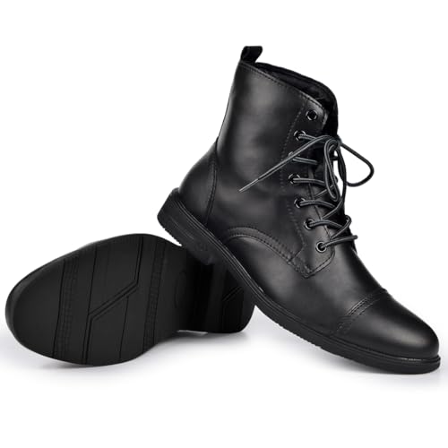 Harssidanzar Motorcycle Boots For Men,Dress Boots for Men Casual Boots Combat Ankle Dress Leather Boots KM302US4