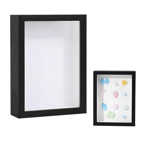 ​3D Shadow Box, A4 Black Photo Frame, Deep Frame Display Box Portrait Picture Display Case for Tabletop and Wall Hanging Crafts