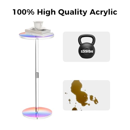 HuiDao Acrylic Side Table, Iridescent Drink Table for Small Spaces, 10" L x 10" W x 21.3" H, Round End Table for Living Room, Bedroom, Office, Easy Assembly - image 3
