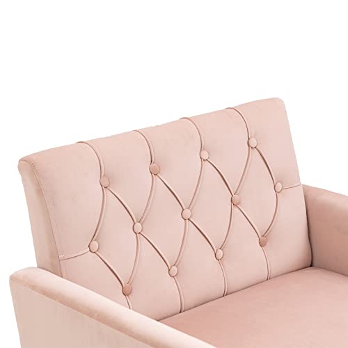Easyparner Modern Velvet Button-Tufted Accent Chair Comfy Armchair Leisure Single Sofa With Rose Gold Legs For Living Room Or Bedroom Decoration #TOP5